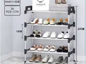 69x25x55cm 4 Shoe Rack with Handrail, Simple Household Shoe Storage Stand with Anti Dust Design, Space Saving and Dormitory Shoe Sideboard
