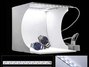 Складная фотостудия Портативный комплект светового короба со светодиодной палаткой Регулируемая яркость 2 светодиодных фонаря и 4 красочного фона