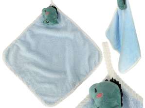 Children's Hand Towel for Kindergarten 30x30cm Blue Dinosaur