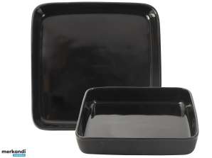 Black ceramic Gusta square dishes
