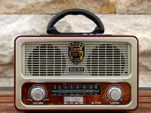 Nešiojamas medinis radijas Retro Belaidis Bluetooth HIFI garsiakalbis Stereo AM FM radijo imtuvų grotuvas USB TF kortelė AUX MP3 klasikinio stiliaus
