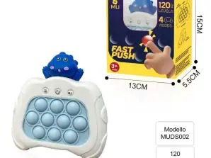USB uzlādējama DINO ātrās stumšanas burbuļu spēļu konsole, USB-C uzlādes rotaļlieta, pop it elektroniskā spēle, rotaļlieta/puzles rotaļlieta agrīnai izstrādei.