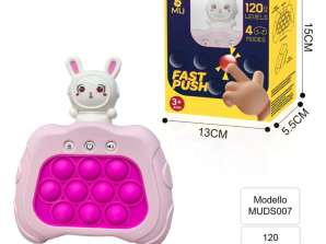 USB opladelig RABBIT Quick Push Bubbles spilkonsol, USB-C opladningslegetøj, pop it elektronisk spil, legetøj / puslespil til tidlig udvikling.
