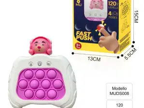 Consola de juegos PINK BEAR Quick Push Bubbles cargable por USB, juguete de carga USB-C, juego electrónico
