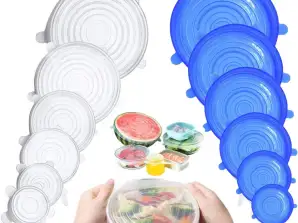 Tapas de silicona, 6 piezas de varios tamaños Tapa de alimentos flexible, reutilizable y de larga duración, tapa para alimentos, taza, ollas y congelador