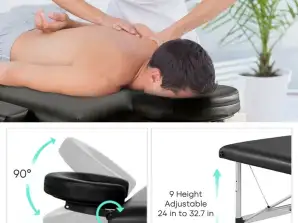 SCHWARZ Massagetisch Schönheitsbett Couch Tragbares leichtes Deluxe 2-teiliges Aluminiummaterial für Massagetherapie-Behandlung Reiki-Salon Heilung (Gewicht