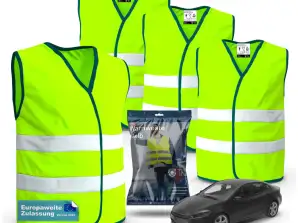 4X Safety Vests Neon Yellow - Breakdown Vest 2024 Accident Vest ISO20471 - Safety Vest Car Vest Reflective Car, Car, Truck