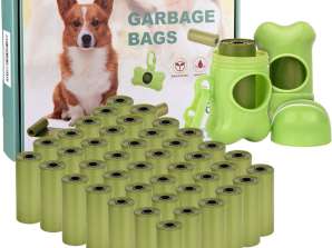 Hundelorteposer, 42 ruller 630 poser Poo Bags med 2 dispenser grøn