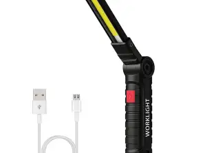 USB uzlādējams pārnēsājams COB LED zibspuldzes darba gaismas magnētiskās piekaramās lampas laterna ar iebūvētu akumulatoru kempinga lāpa