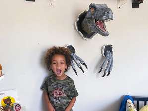 Vi presenterer den veggmonterte dinosaurskulpturen: Et brølende tillegg til butikkens samling! GRÅTT OG BRUNT!!