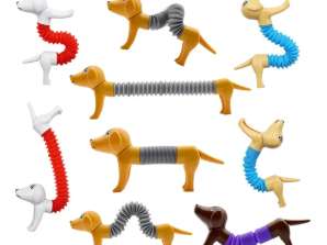 40pcs/doos Honderd-verandering intrekbare hond decompressie speelgoed stretching veerbuis kinderen antistress speelgoed kinderen knijpen speelgoed geschenken