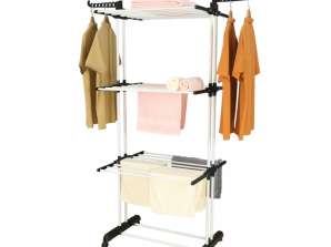 Herzberg HG 8034BW: Moving Clothes Rack   Black Plastic with White Tubes