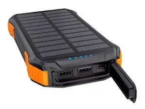 Banca de energie solara Choetech B658 2x USB 10000mAh Qi 5W negru portocaliu