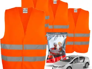 4x Safety vests orange - reflective - Accident vest 2024 - Safety vest for car, truck