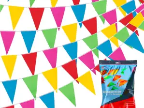 XXL wimpel ketting stof 100 meter kleurrijke slinger banner vlag - indoor & outdoor outdoor als decoratie