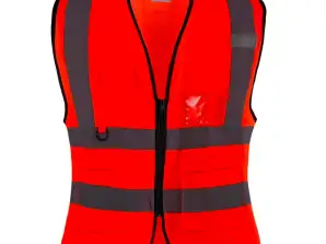 High-visibility vest orange with vertical stripes - Breakdown vest 2024 accident vest
