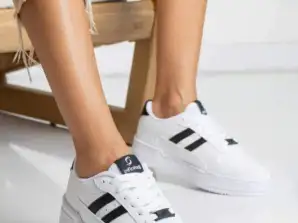 Vente en gros de chaussures de sport en blanc avec des rayures noires - Choix de qualité pour les revendeurs