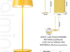 Żółta elegancka przenośna lampa stołowa zewnętrzna i wewnętrzna z odpinaną głowicą - akumulator USB ładowanie LED 2700k 2w 200 lumenów IP54