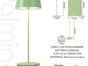 Zaļa, eleganta āra un iekštelpu portatīvā galda lampa ar noņemamu galvu - uzlādējams akumulators, USB uzlāde, LED 2700k 2w, 200 lūmeni IP54