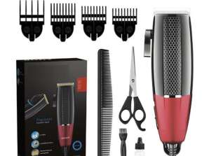 Men's Electric Hair Clipper 4 combs, scissors, with cord - High quality stainless steel blades