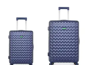 LOT DE 2 valises BENETTON Trolleys_ (1x cabin_1x moyenne) KNIT_Navy