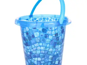 Centi bucket LONDON 10 litres, d= 30 cm, H= 27.5 cm, with IML print colour blue