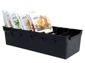 Органайзер кухненски контейнер за торбички за подправки черен 30х13х8 см