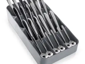 Cutlery drawer insert organizer grey 39x17x5 5 cm
