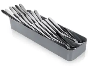 Cutlery drawer insert organizer grey 39x11 5x5 5 cm
