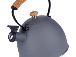 Kettle with whistle steel grey 2 5 l