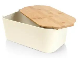 Boîte à pain avec planche crème 33x18 5x12 cm