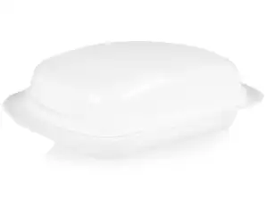 White plastic butter dish