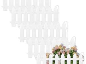Borde de borde blanco de la valla de jardín de empalizada 10 piezas. 200cm 20x15cm