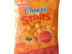 Puff čips z okusom sira STARS - 50g vrečke - pakiranje po 25
