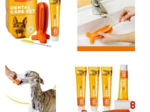 Hundezahnpflege (Zahnbürste + Zahnpasta) Sets mit 100 Einheiten/Set