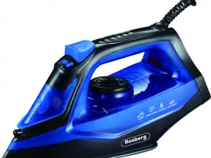 Rosberg R51050G, Steam Iron 2400W, 2200W, 160ml, Ceramic plate, Blue with black