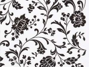 20 Servietten / Napins 24 x 24 cm   Arabesque White white black   Christmas