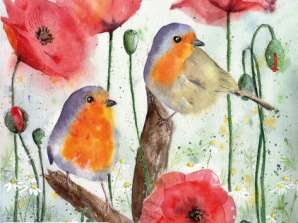 20 Servietten / Napins 33 x 33 cm   Red Robin & Poppy   Everyday