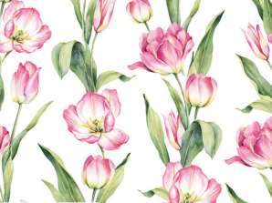 20 Servietten / Napins 24 x 24 cm   Chaînes de Tulipes pink   Spring 2024