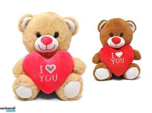 Bear with heart plush 2 assorted 20 cm