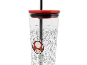 Nintendo Super Mario Toad Drinking Cup with Stainless Steel Straw 540 ml