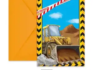 Construction Vehicles 6 Invitation Card with Envelope
