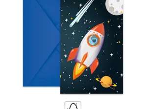 Rocket Space 6 Cartão de Convite com Envelope