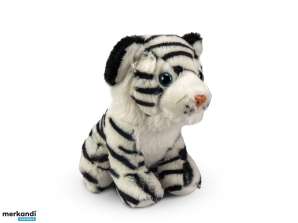 Figura di peluche seduta bianca tigre 18 cm