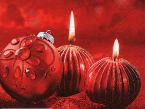 20 Servietten / Napins 33 x 33 cm   Glittering Red Candles   Christmas
