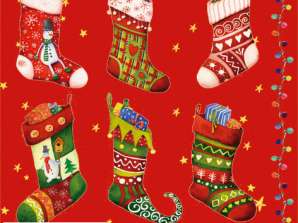 20 Χαρτοπετσέτες 33 x 33 cm Πολύχρωμες Χριστουγεννιάτικες Κάλτσες Χριστούγεννα