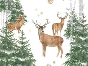 20 Servietten / Napins 33 x 33 cm   En Forêt d'Hiver   Christmas