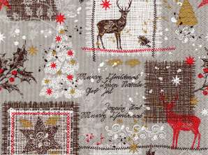 20 servilletas 33 x 33 cm D'Inverno gris Navidad