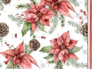 20 Servietten / Napins 24 x 24 cm   Poinsettia & Pine Cone   Christmas