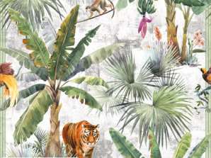 20 serviettes de table 33 x 33 cm King of the Jungle blanc Everyday